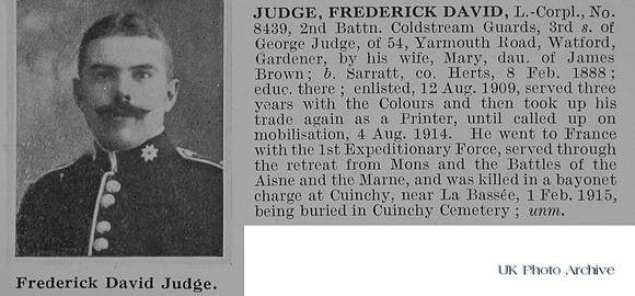 Judge F D LCpl 8439 2nd Coldstream Guards Obit