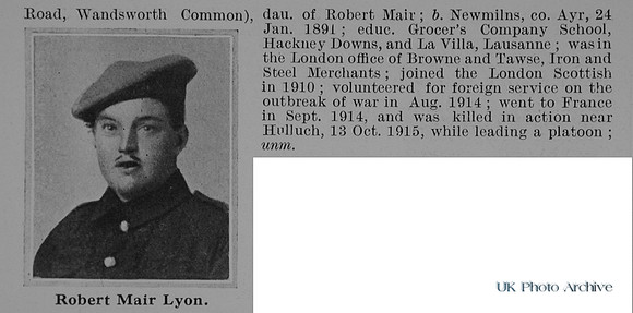 Lyon R M Sergt 1239 14th London Regiment Obit Part 2