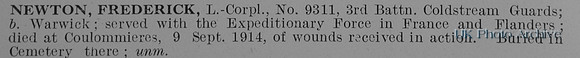 Newton F L/Cpl 9311 3rd Coldstream Guards