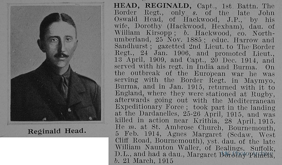 Head R Captain 1st Border Regiment Obit