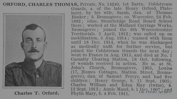 Orford C T Pte 14240 1st Coldsream Guards Obit De Ruvignys Roll Of Honour Vol 1