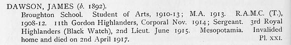 Dawson J 2nd Lt Black Watch Obit