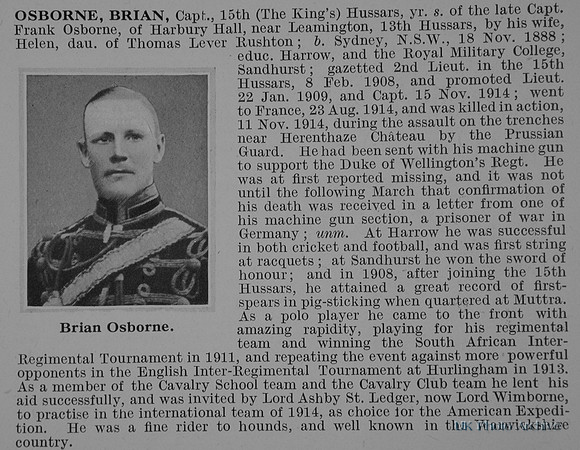Osborne B Captain 15th Hussars Obit De Ruvignys Roll Of Honour Vol 1