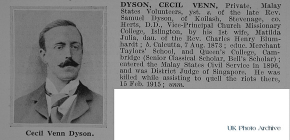 Dyson C V Pte Malay State Volunteers Obit