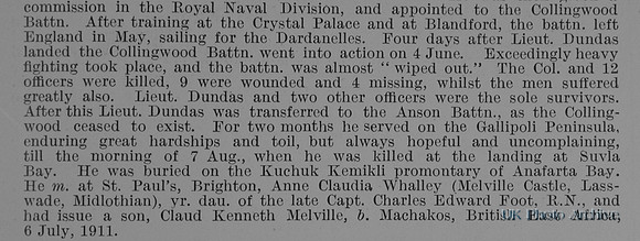 Dundas K R Lt Hon Anson Btn Royal Naval Division Obit Part 2