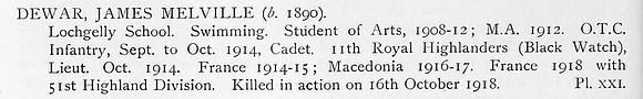 Dewar J M Lt Black Watch Obit