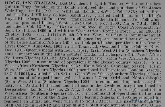 Hogg I G Lt Col DSO 4th Hussars Obit Part 1