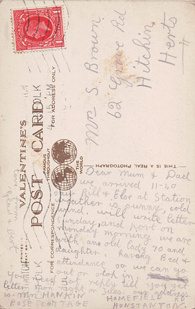 Postcard To Mrs S Brown 62 Grove Road Hitchin Herts