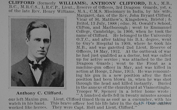 Clifford A C Lt 3rd Dragoon Guards Obit