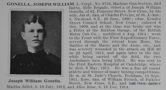 Gonella J W L/Cpl 2nd Rifle Brigade Obit