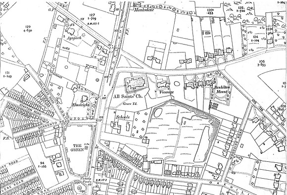 Sutton 1913 Map All Saints Church Area