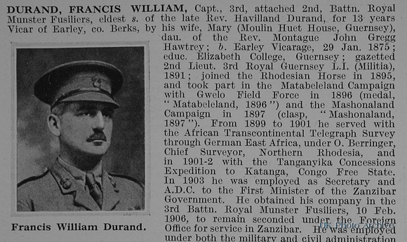 Durand F W Captain 2nd Royal Munster Fusiliers Obit Part 1
