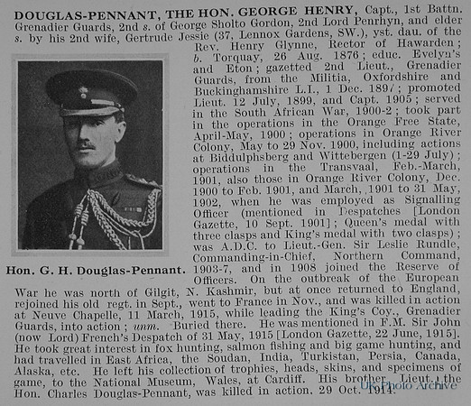 Douglas-Pennant G H Captain The Hon 1st Grenadier Guards Obit