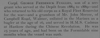 Fuggles G F Cpl CH-14856 HMS Formidable Royal Marine Light Infantry Obit