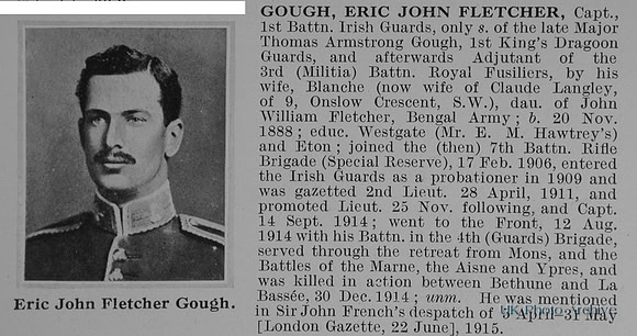 Gough E J F Captain 1st Irish Guards Obit