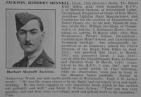 Jackson H M Lt 11th Royal Irish Rifles Attd Royal Flying Corps Obit De Ruvignys Roll Of Honour Vol 3