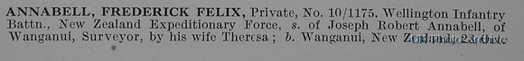 Annabell F F Pte 10/1175 Wellington Btn NZEF Obit Part 1