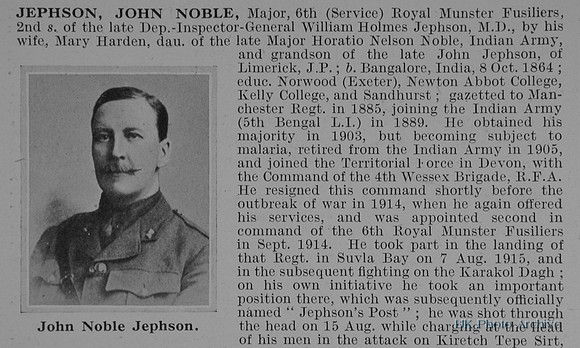 Jephson J N Major 6th Royal Munster Fusiliers Obit Part 1