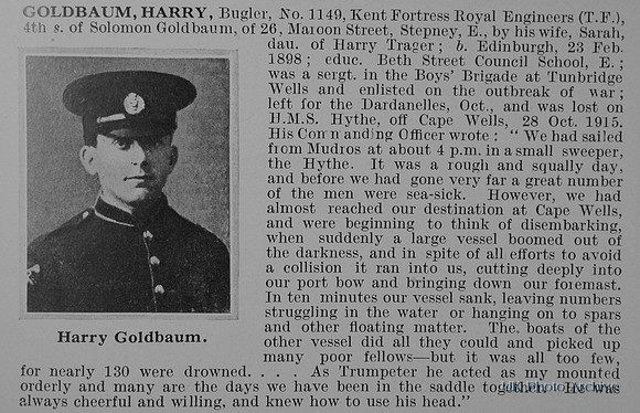 Goldbaum H Bugler 1149 Royal Engineers Obit