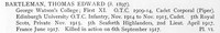 Bartleman T E 2nd Lt 5th Seaforth Highlanders Obit