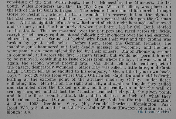 Durand F W Captain 2nd Royal Munster Fusiliers Obit Part 3