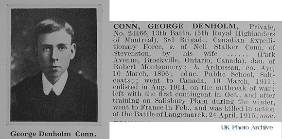 Conn G D Pte 24466 13th Canadian Expeditionary Force Obit