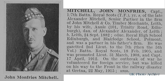Mitchell J M Captain 7th Royal Scots Obit