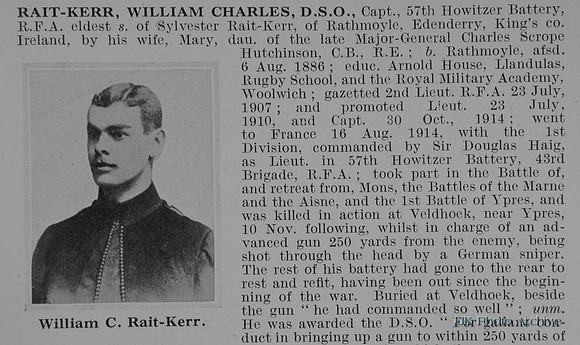 Rait-Kerr W C Captain DSO Royal Field Artillery Obit Part 1