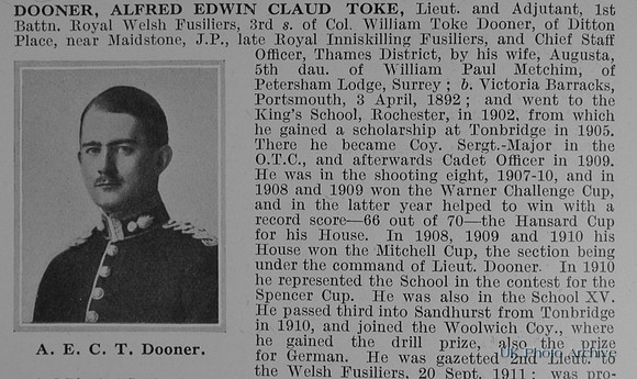 Dooner A E C T Lt 1st Royal Welsh Fusiliers Obit Part 1