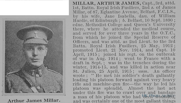 Millar A J Captain 1st Royal Irish Fusiliers Obit Part 1