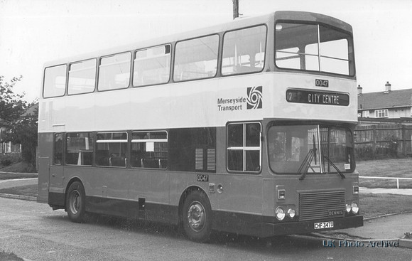 Merseyside Transport Dennis Dominator 0047 No 12 To City Centre Regiatration No CHF 347X