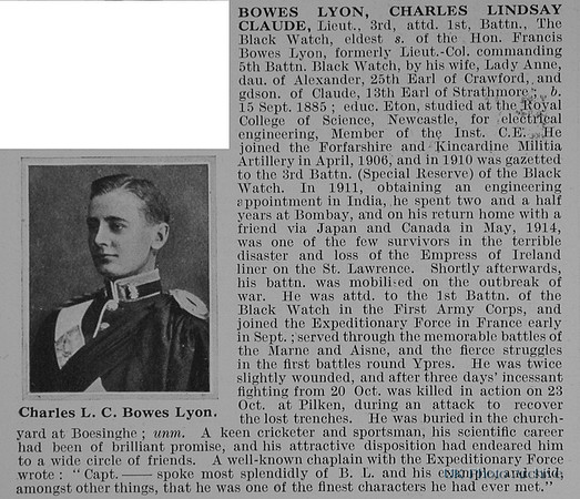 Bowes-Lyon C L C Lt 1st Black Watch Obit