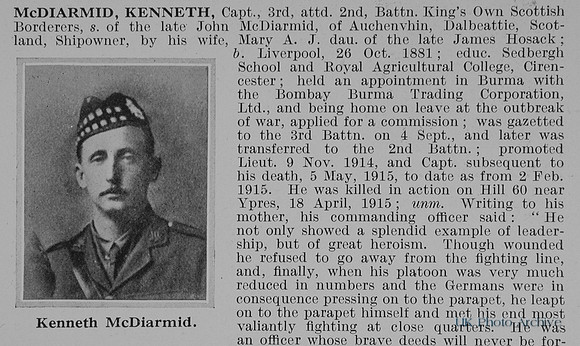 McDiarmid K Captain 2nd Kings Own Scottish Borderers Obit Part 1