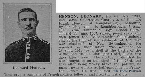 Henson L Pte 7290 2nd Coldstream Guards Obit
