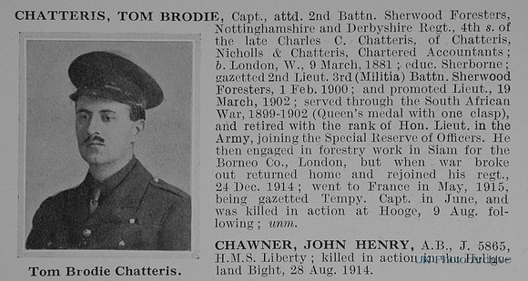 Chatteris T B Captain 2nd Notts And Derby Regiment Obit