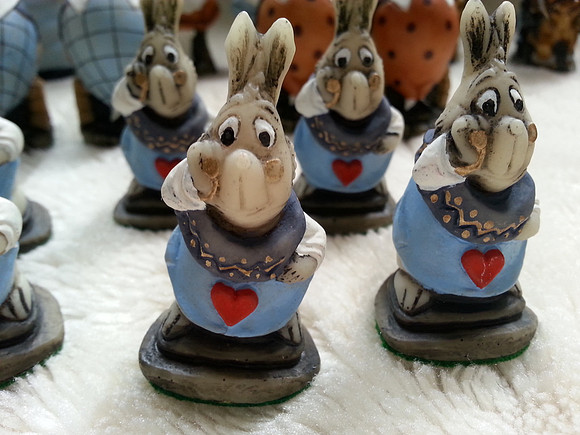 Beautiful Hand Painted Alice In Wonderland Chess Set