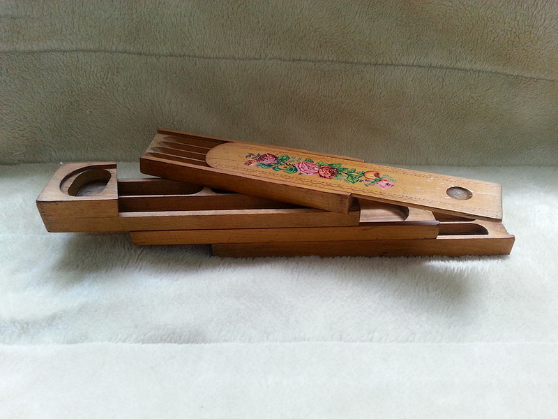 Vintage 1930s Wooden Pencil Case Four Layers Slide Out Belonged To Nora Smith