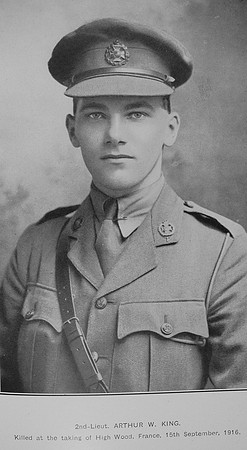 King A W 2nd Lt 17th London Regiment Loyds War Memorial