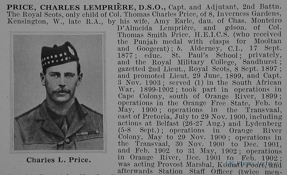 Price C L Captain DSO 2nd Royal Scots Obit Part 1 De Ruvignys Roll Of Honour Vol 1