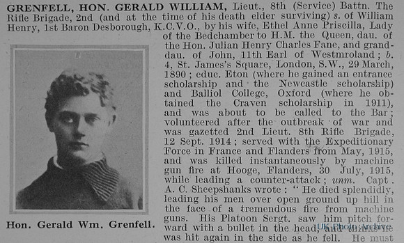 Grenfell G W Lt Hon 8th Rifle Brigade Obit Part 1