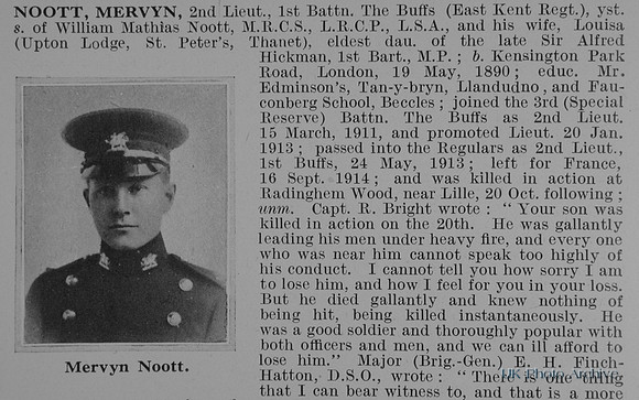 Noott M 2nd Lt 1st East Kent Regiment Obit Part 1