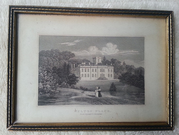 Framed Antique Engraving Welton Place Northamptonshire