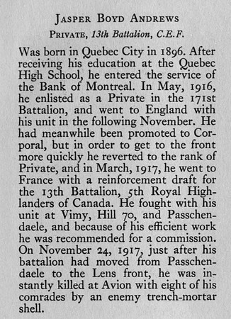 Andrews J B Pte 684419 13th CEF Obit
