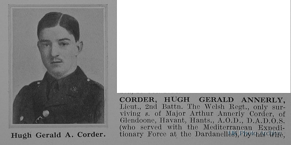 Corder H G A Lt 3rd Welsh Regiment Obit Part 1