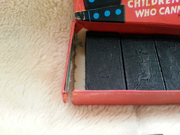 Vintage Spears Colour Dominoes Boxed Set Greyhound Marked