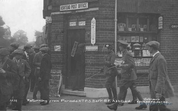 The 21st Battlaion Royal Fusiliers Returning From Parade At Corner Of The Street And Grove Road Ashtead 1914