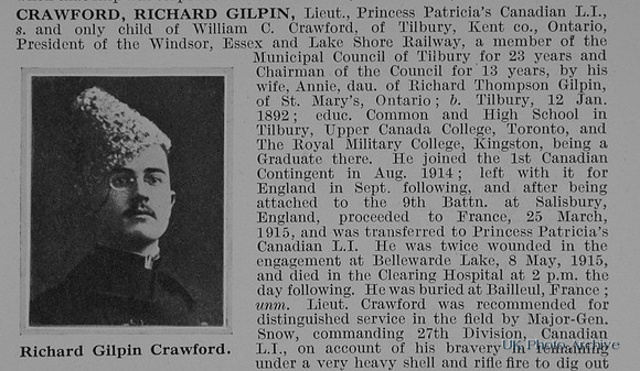 Crawford R G Lt Princess Patricias Canadian Light Infantry Obit Part 1