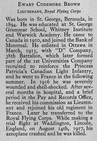 Brown E C Lt Royal Flying Corps Obit