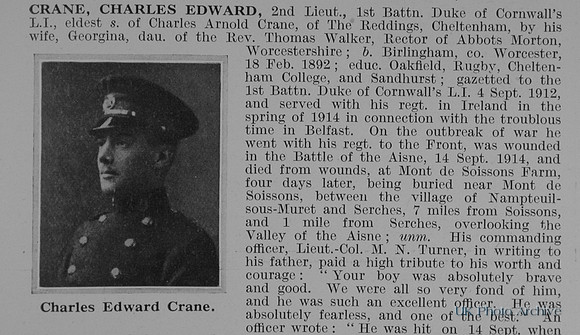 Crane C E 2nd Lt 1st Duke Of Cornwalls Light Infantry Obit Part 1