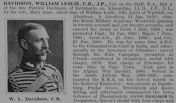 Davidson W L Col Royal Horse Artillery Obit Part 1